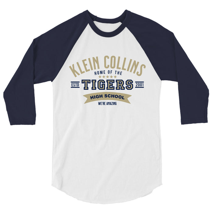 Klein Collins High School Tigers Unisex 3/4 Sleeve Raglan T-shirt 96