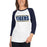 Woman wearing a Klein Collins High School Tigers Unisex 3/4 Sleeve Raglan T-shirt 98