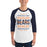 Man wearing a Bridgeland High School Bears Unisex 3/4 sleeve Raglan T-shirt 13