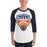 Man wearing a Bridgeland High School Bears Unisex 3/4 sleeve Raglan T-shirt 14