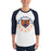 Man wearing a Bridgeland High School Bears Unisex 3/4 sleeve Raglan T-shirt 19