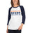 Woman wearing a Bridgeland High School Bears Unisex 3/4 sleeve Raglan T-shirt 24