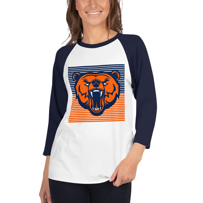 Woman wearing a Bridgeland High School Bears Unisex 3/4 sleeve Raglan T-shirt 27