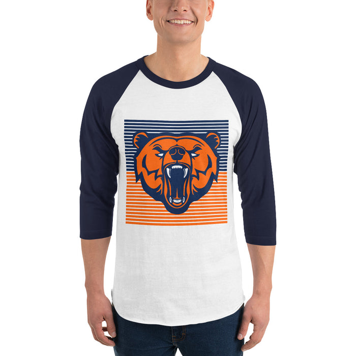 Man wearing a Bridgeland High School Bears Unisex 3/4 sleeve Raglan T-shirt 27