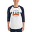 Man wearing a Bridgeland High School Bears Unisex 3/4 sleeve Raglan T-shirt 44