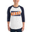 Man wearing a Bridgeland High School Bears Unisex 3/4 sleeve Raglan T-shirt 84