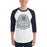 Man wearing a College Park High School Cavaliers Unisex 3/4 sleeve Raglan T-shirt 208