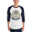 Man wearing a Klein Collins High School Tigers Unisex 3/4 Sleeve Raglan T-shirt 205