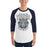 Man wearing a Klein Collins High School Tigers Unisex 3/4 Sleeve Raglan T-shirt 212