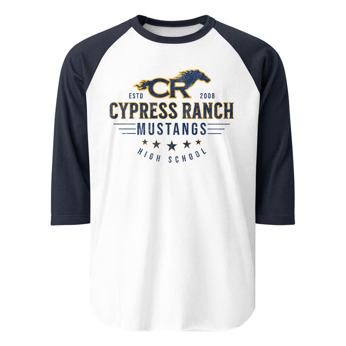 Cypress Ranch High School Mustangs Unisex 3/4 sleeve Raglan T-shirt 217