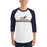 Man wearing Cypress Ranch High School Mustangs Unisex 3/4 sleeve Raglan T-shirt 222