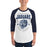 Man wearing Flower Mound High School Jaguars Unisex 3/4 sleeve Raglan T-shirt 204