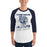 Man wearing Flower Mound High School Jaguars Unisex 3/4 sleeve Raglan T-shirt 205