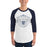 Man wearing Flower Mound High School Jaguars Unisex 3/4 sleeve Raglan T-shirt 211