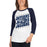 Woman wearing Flower Mound High School Jaguars Unisex 3/4 sleeve Raglan T-shirt 223