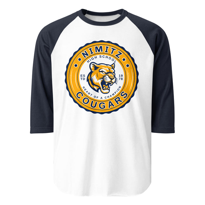 Nimitz High School Cougars Unisex 3/4 Sleeve Raglan T-shirt 216