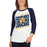 Woman wearing Nimitz High School Cougars Unisex 3/4 Sleeve Raglan T-shirt 223