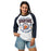 Student wearing Seven Lakes High School Spartans Unisex 3/4 sleeve Raglan T-shirt 204