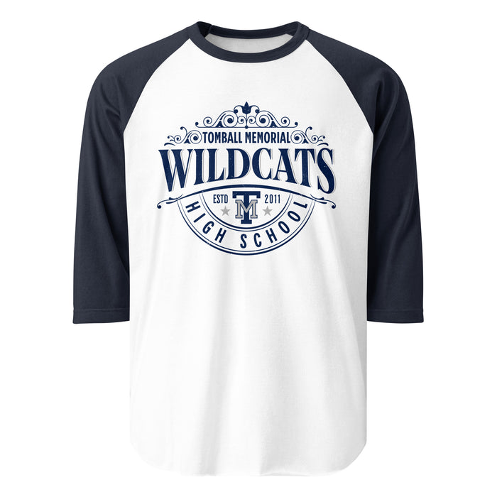 Tomball Memorial High School Wildcats Unisex 3/4 sleeve Raglan T-shirt 211