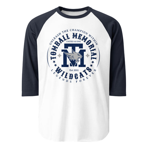 Tomball Memorial High School Wildcats Unisex 3/4 sleeve Raglan T-shirt 214