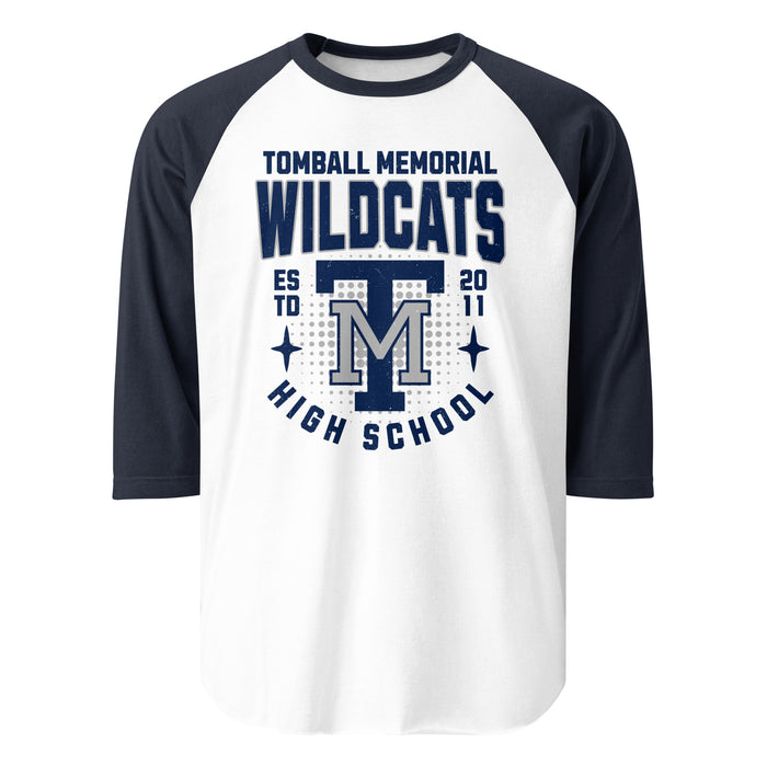 Tomball Memorial High School Wildcats Unisex 3/4 sleeve Raglan T-shirt 204