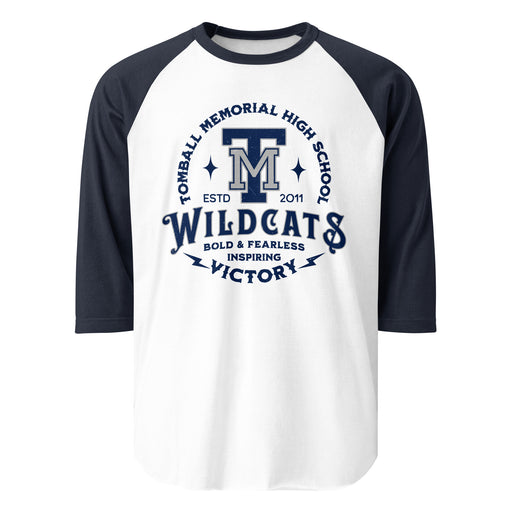 Tomball Memorial High School Wildcats Unisex 3/4 sleeve Raglan T-shirt 206