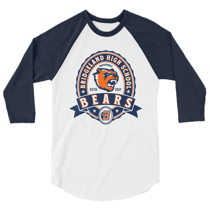 Bridgeland High School Bears Unisex 3/4 sleeve Raglan T-shirt 212
