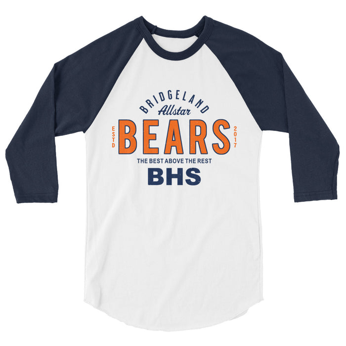 Bridgeland High School Bears Unisex 3/4 sleeve Raglan T-shirt 040