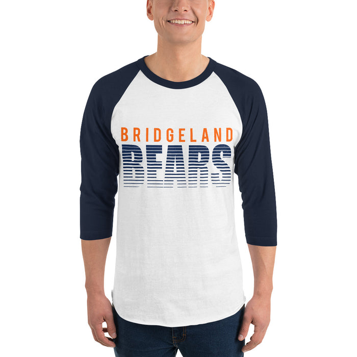 Man wearing Bridgeland High School Bears Unisex 3/4 sleeve Raglan T-shirt 024