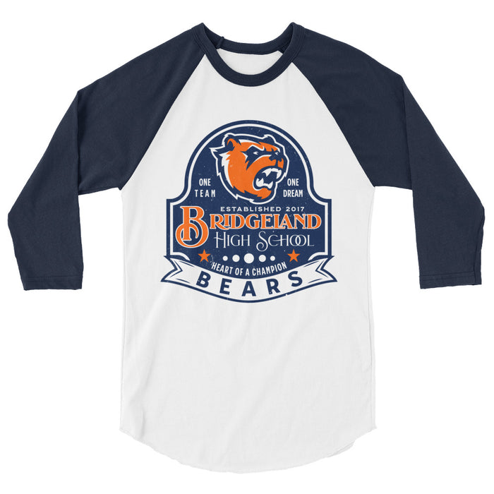Bridgeland High School Bears Unisex 3/4 sleeve Raglan T-shirt 219