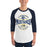 Man wearing Cypress Ranch High School Mustangs Unisex 3/4 sleeve Raglan T-shirt 218