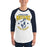 Man wearing Cypress Ranch High School Mustangs Unisex 3/4 sleeve Raglan T-shirt 213