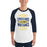 Man wearing Cypress Ranch High School Mustangs Unisex 3/4 sleeve Raglan T-shirt 210