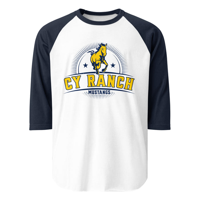 Cypress Ranch High School Mustangs Unisex 3/4 sleeve Raglan T-shirt 221