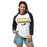 Woman wearing Cypress Ranch High School Mustangs Unisex 3/4 sleeve Raglan T-shirt 049