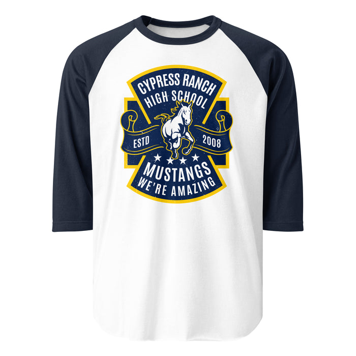 Cypress Ranch High School Mustangs Unisex 3/4 sleeve Raglan T-shirt 207
