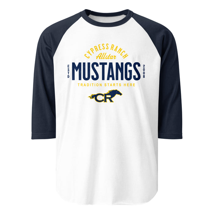 Cypress Ranch High School Mustangs Unisex 3/4 sleeve Raglan T-shirt 040