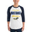 Man wearing Cypress Ranch High School Mustangs Unisex 3/4 sleeve Raglan T-shirt 034