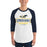 Man wearing Cypress Ranch High School Mustangs Unisex 3/4 sleeve Raglan T-shirt 202
