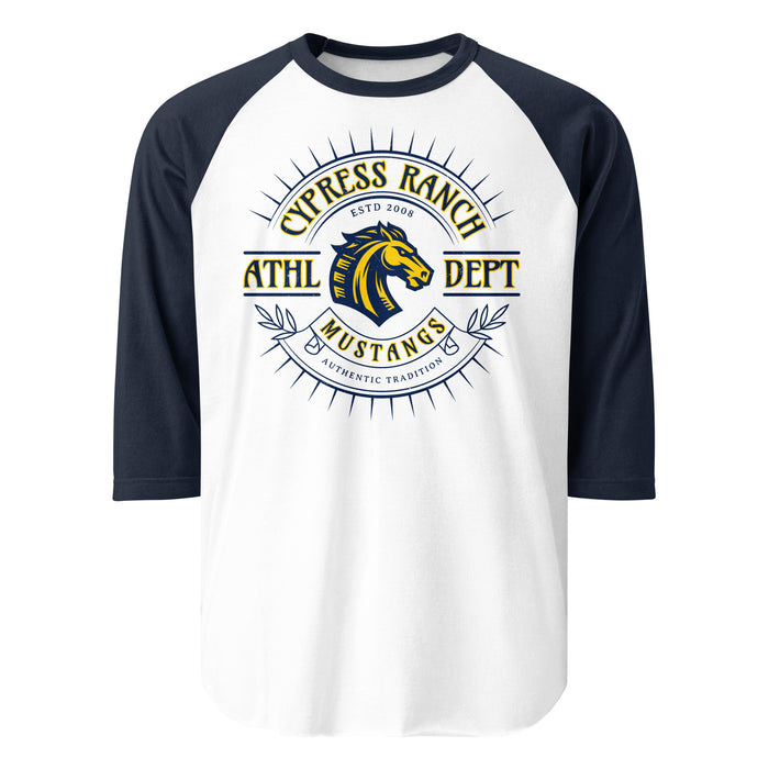 Cypress Ranch High School Mustangs Unisex 3/4 sleeve Raglan T-shirt 201