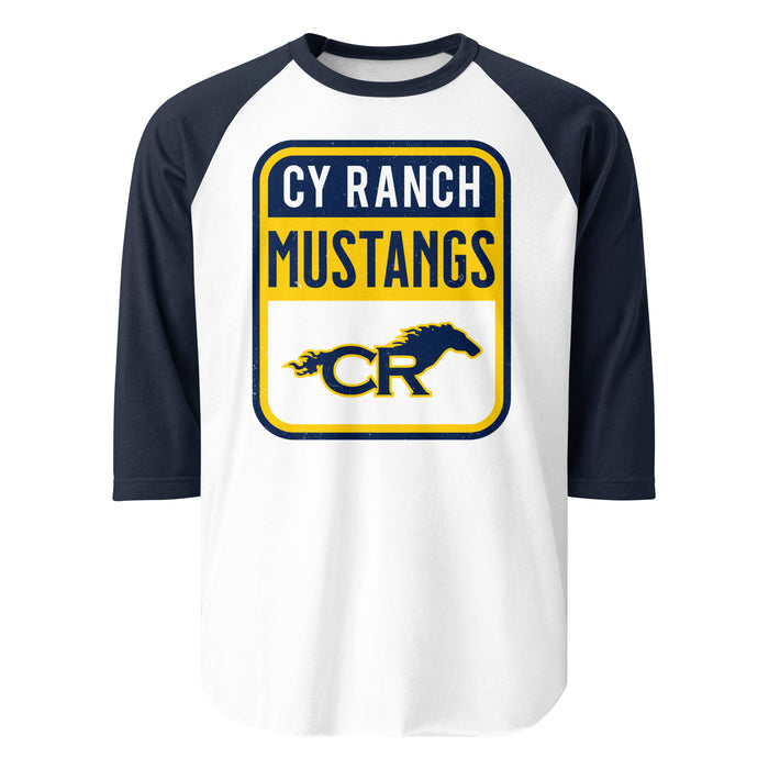 Cypress Ranch High School Mustangs Unisex 3/4 sleeve Raglan T-shirt 001