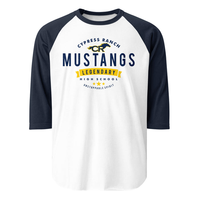 Cypress Ranch High School Mustangs Unisex 3/4 sleeve Raglan T-shirt 044