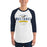 Man wearing Cypress Ranch High School Mustangs Unisex 3/4 sleeve Raglan T-shirt 044