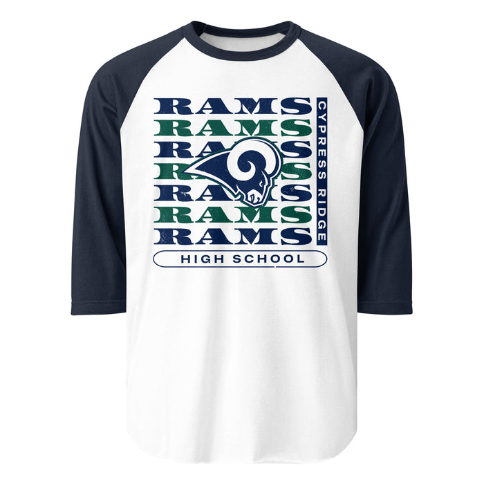 Cypress Ridge High School Rams Unisex 3/4 sleeve Raglan T-shirt 235