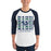 Man wearing Cypress Ridge High School Rams Unisex 3/4 sleeve Raglan T-shirt 235