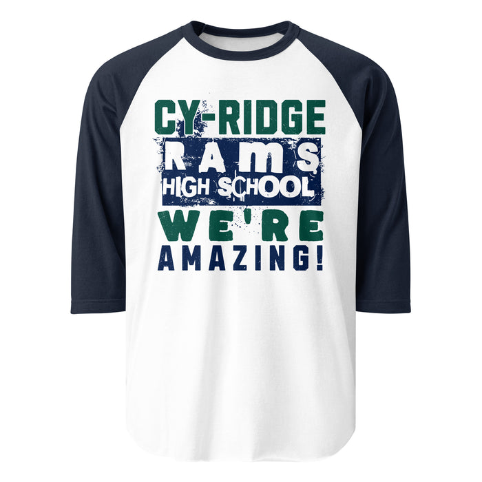 Cypress Ridge High School Rams Unisex 3/4 sleeve Raglan T-shirt 231