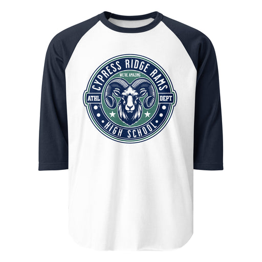 Cypress Ridge High School Rams Unisex 3/4 sleeve Raglan T-shirt 224