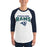 Man wearing Cypress Ridge High School Rams Unisex 3/4 sleeve Raglan T-shirt 234