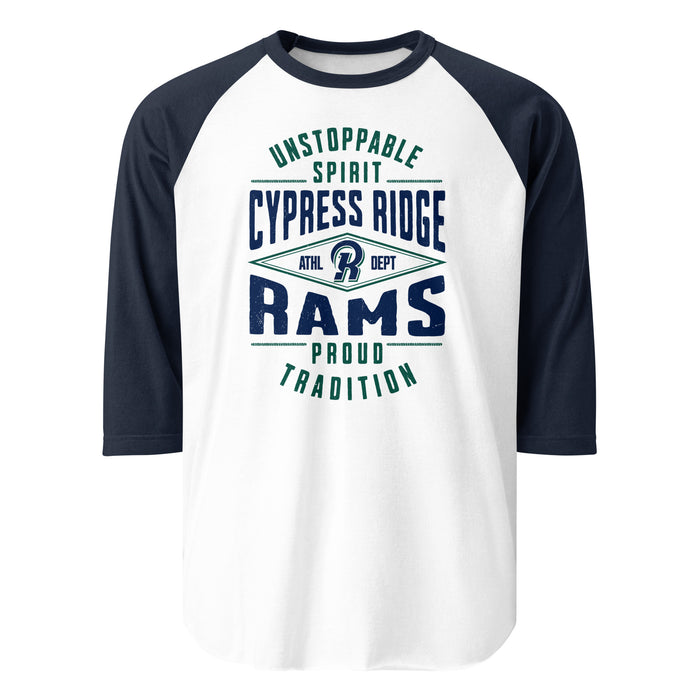 Cypress Ridge High School Rams Unisex 3/4 sleeve Raglan T-shirt 210