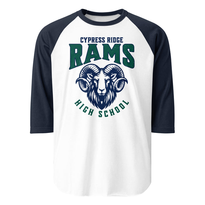 Cypress Ridge High School Rams Unisex 3/4 sleeve Raglan T-shirt 213